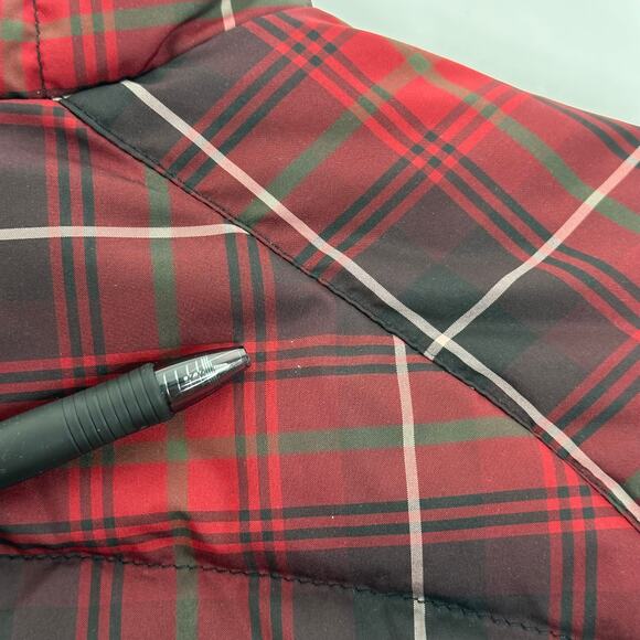 Eddie Bauer Red Tartan Plaid Premium Goose Down Puffer Vest Jacket Zip Womens XS - Picture 12 of 12